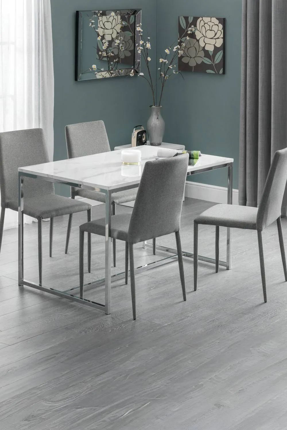 Julian Bowen Scala Rectangular 4-6 Seater Dining Table in Silver 2