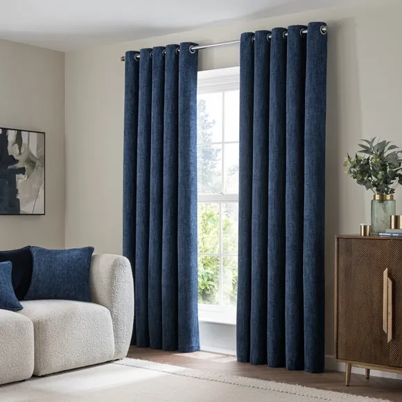 Chenille Ultra Blackout Eyelet Curtains 2