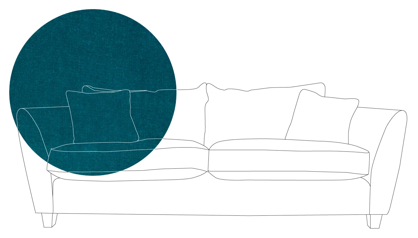Heal's Torino 3 Seater Sofa Velvet Teal Natural Feet 1
