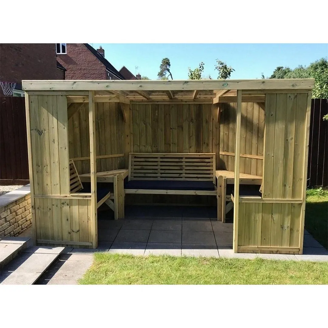 Churnet Valley Garden Furniture Ltd Buttercup Garden Room Shelter - Assembly incl - Set of Cushions Inc in Brown