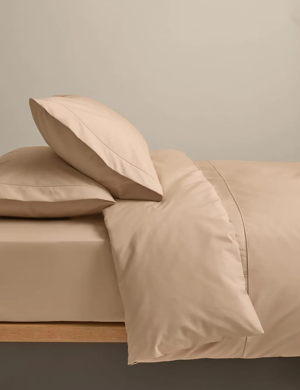 M&S Egyptian Cotton 230 Thread Count Crisp Bedding Set Biscuit