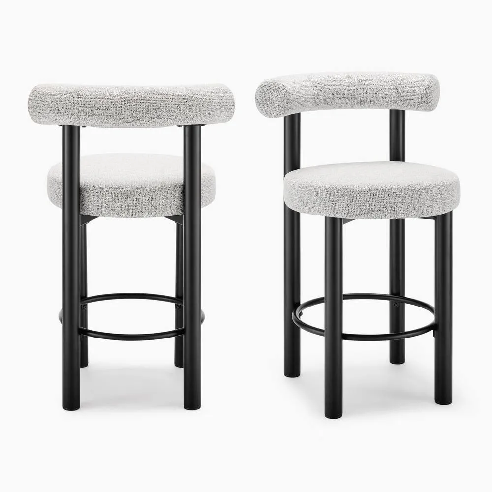 FurnitureboxUK 2x Seren Grey Fabric Bar Chairs Black Legs 3