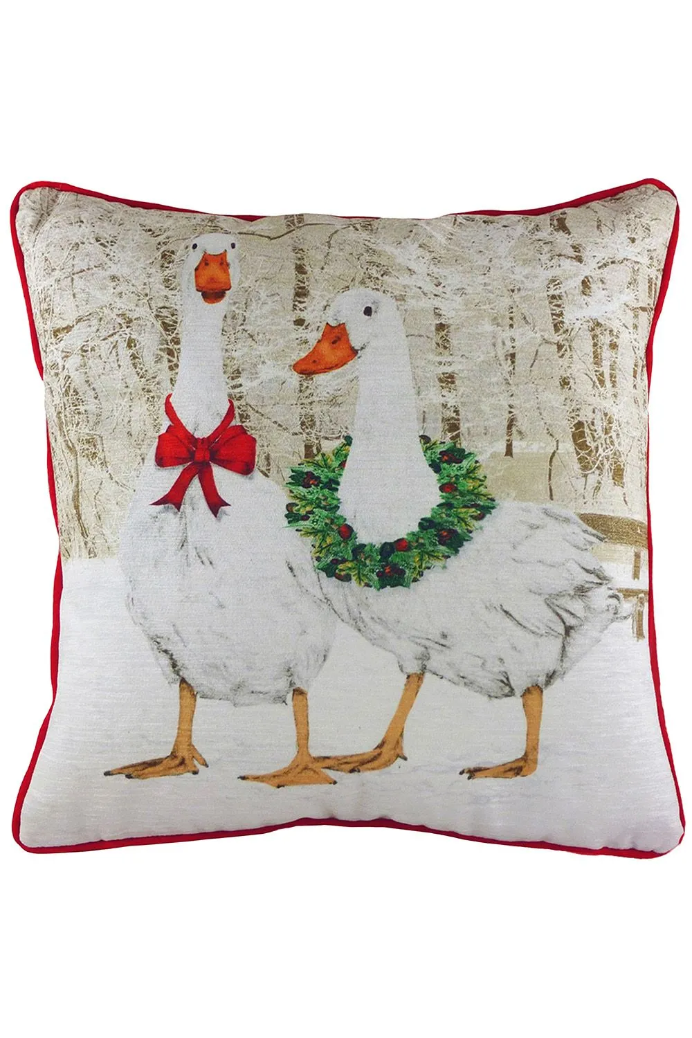 Evans Lichfield Goosie Velvet Chenille Hand-Painted Printed Cushion