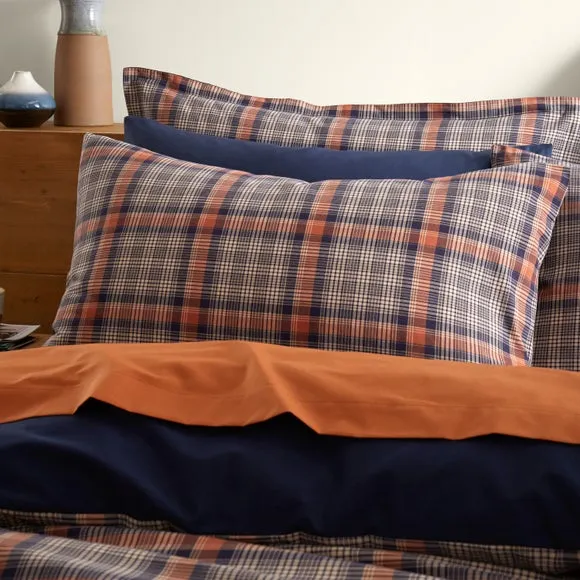 Calie Check Navy Duvet Cover and Pillowcase Set 2