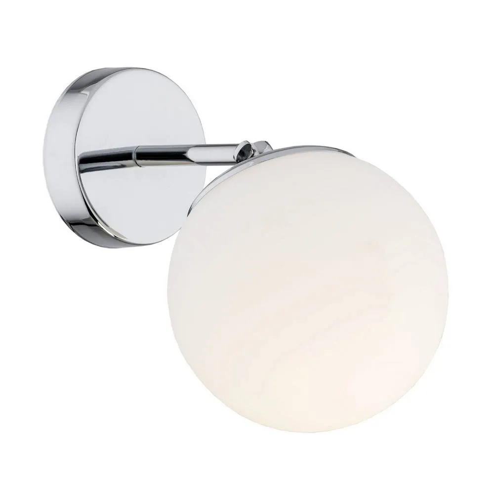 Netlighting Satelite Outdoor Globe Wall Lamp Opal Matt Chrome IP44 in Grey