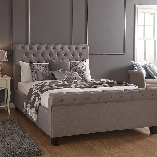 Neven Fabric Ottoman Storage King Size Bed In Silver