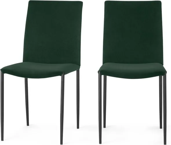 Braga Set of 2 Dining Chairs, Pine Green Velvet