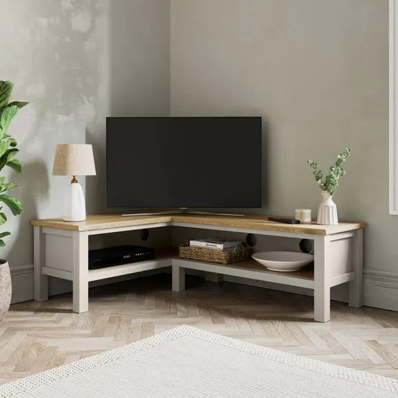 Olney Open Corner TV Unit for TVs up to 55", Stone