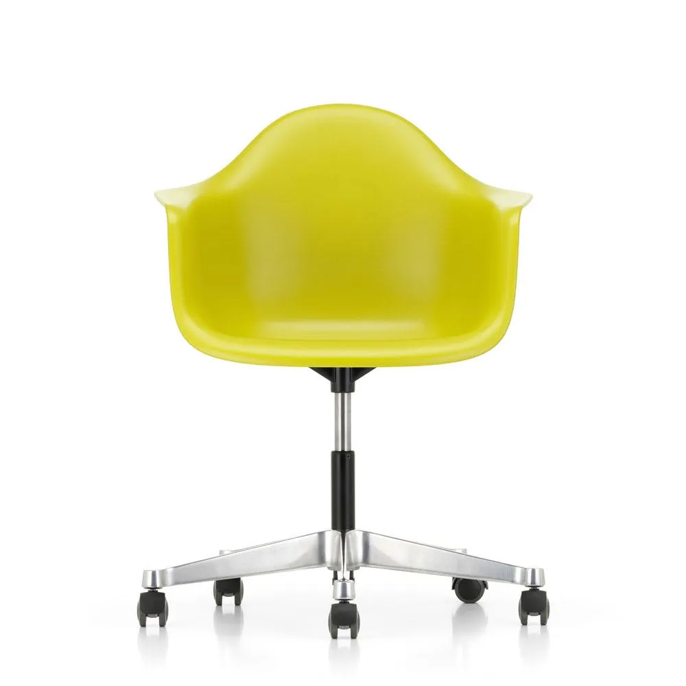 Vitra Eames PACC Armchair New Height Mustard Alumimium Base Hard Floor Castors 3