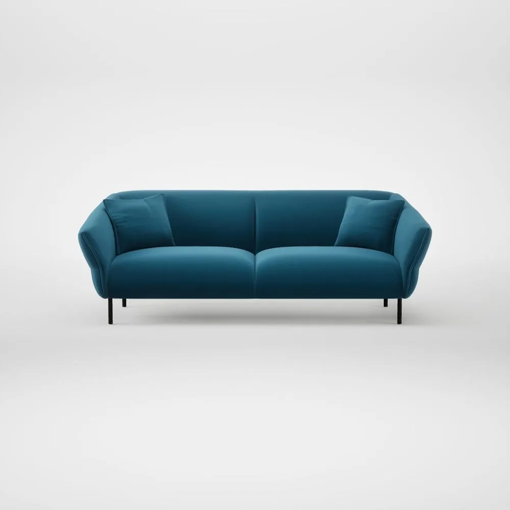 Heal's Alto 4 Seater Sofa Smart Velvet Ocean Blue Black Feet