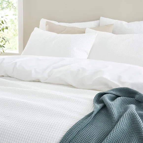 Ashton Waffle 100% Cotton Duvet Cover & Pillowcase Set 4