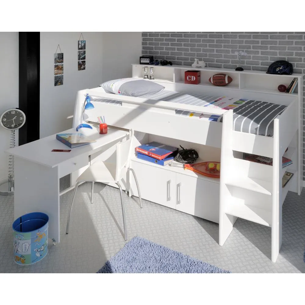 Swan White Wooden Mid Sleeper Bed Frame - EU Single