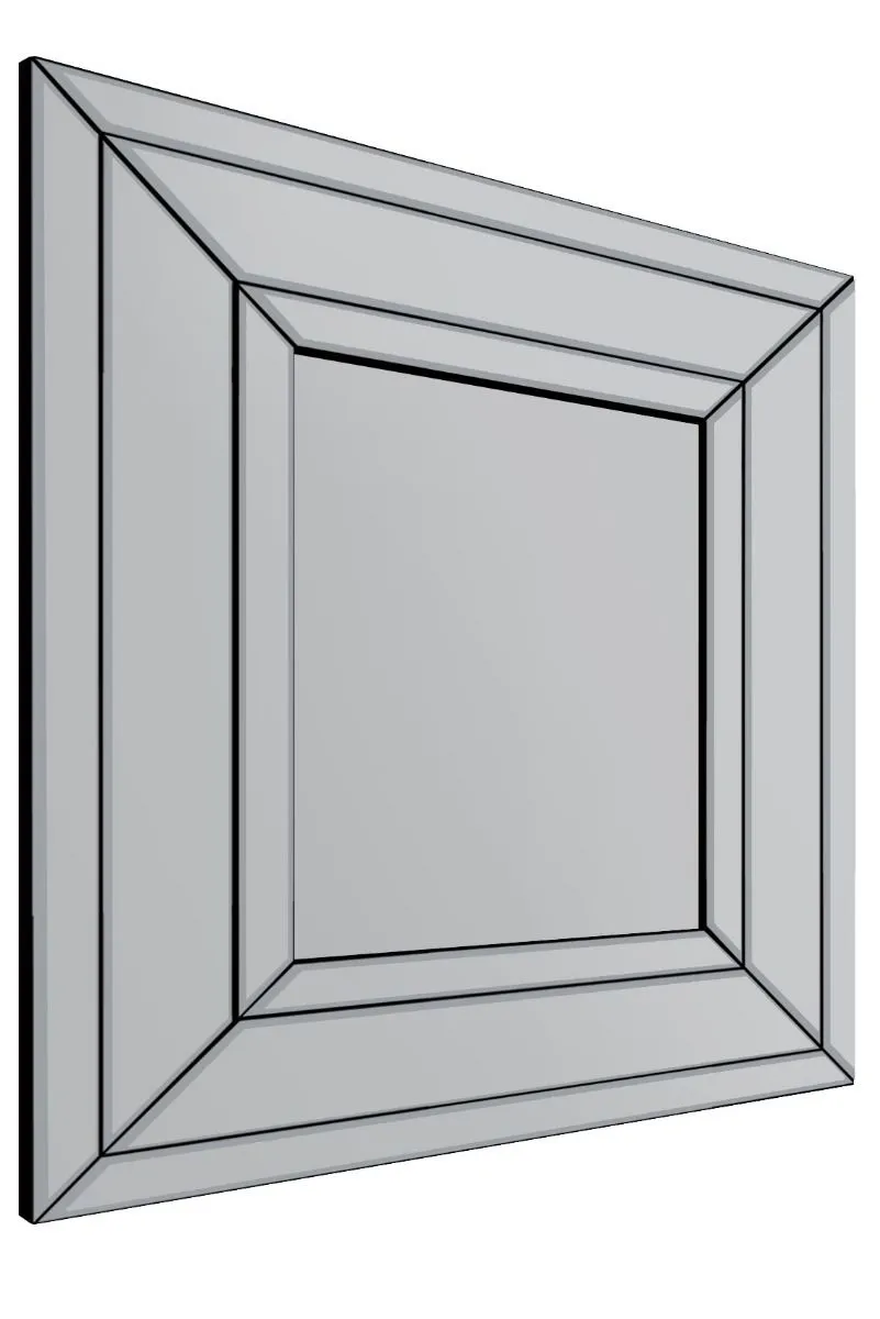 MirrorOutlet Langley All Glass Modern Bevelled Mirror 68 x 58CM in Silver 4