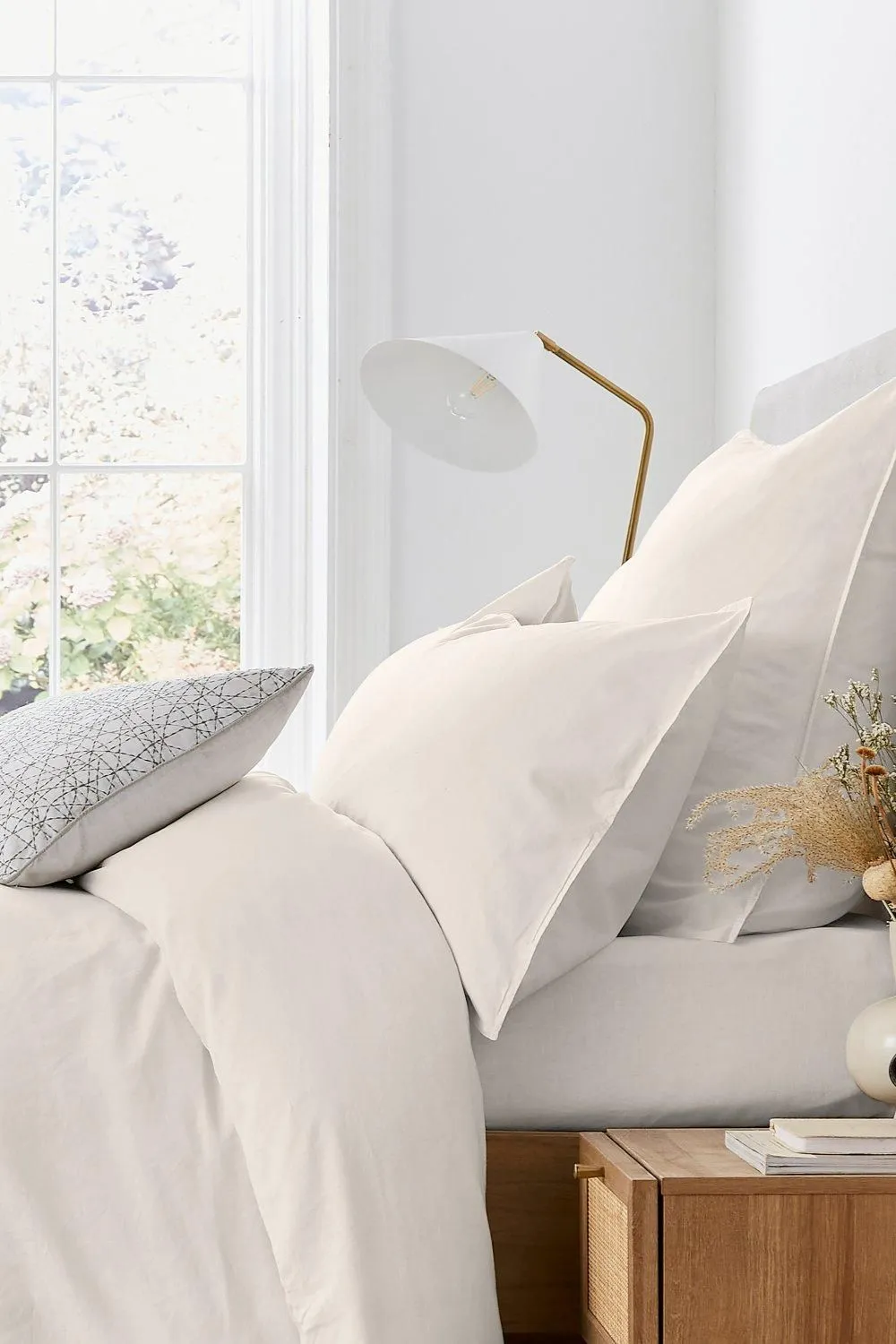 Murmur 'Linen Rich Plain Dye Still' Square Pillowcase in Ivory 2