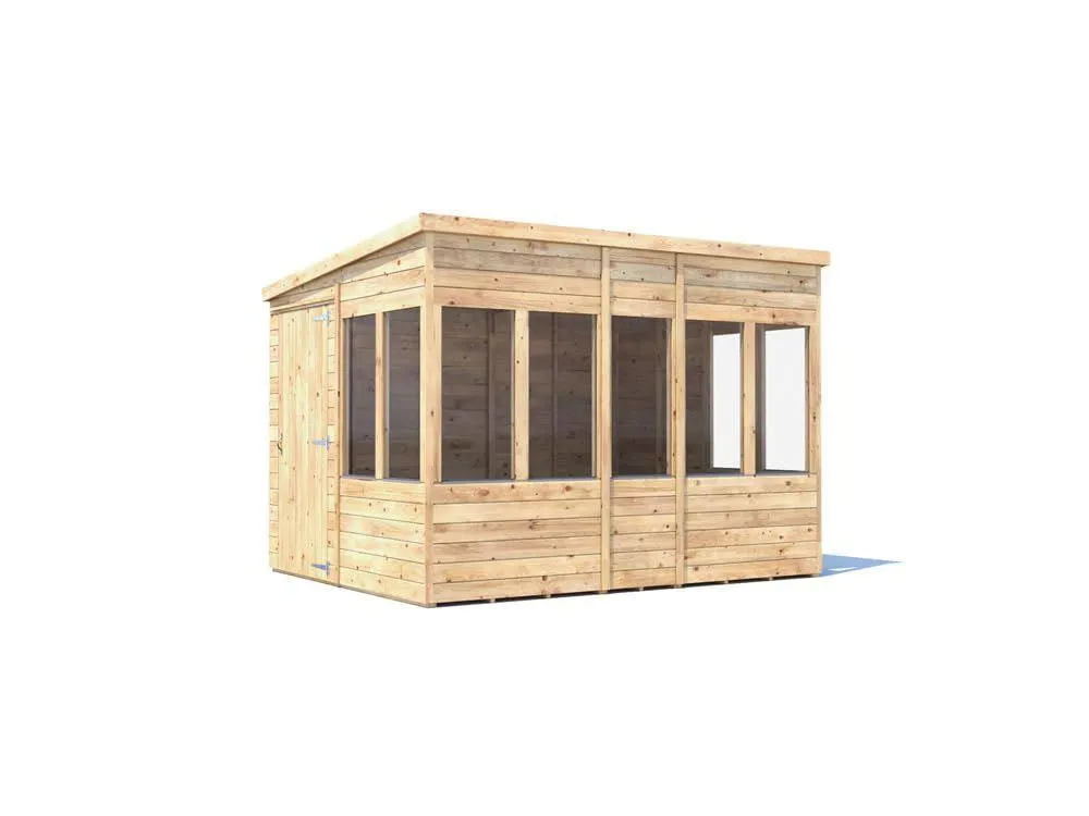 Dunster House Wooden Potting Shed Pent Roof W8' x D10' (W2.4m x D3.0m) Overlord Modular in Brown