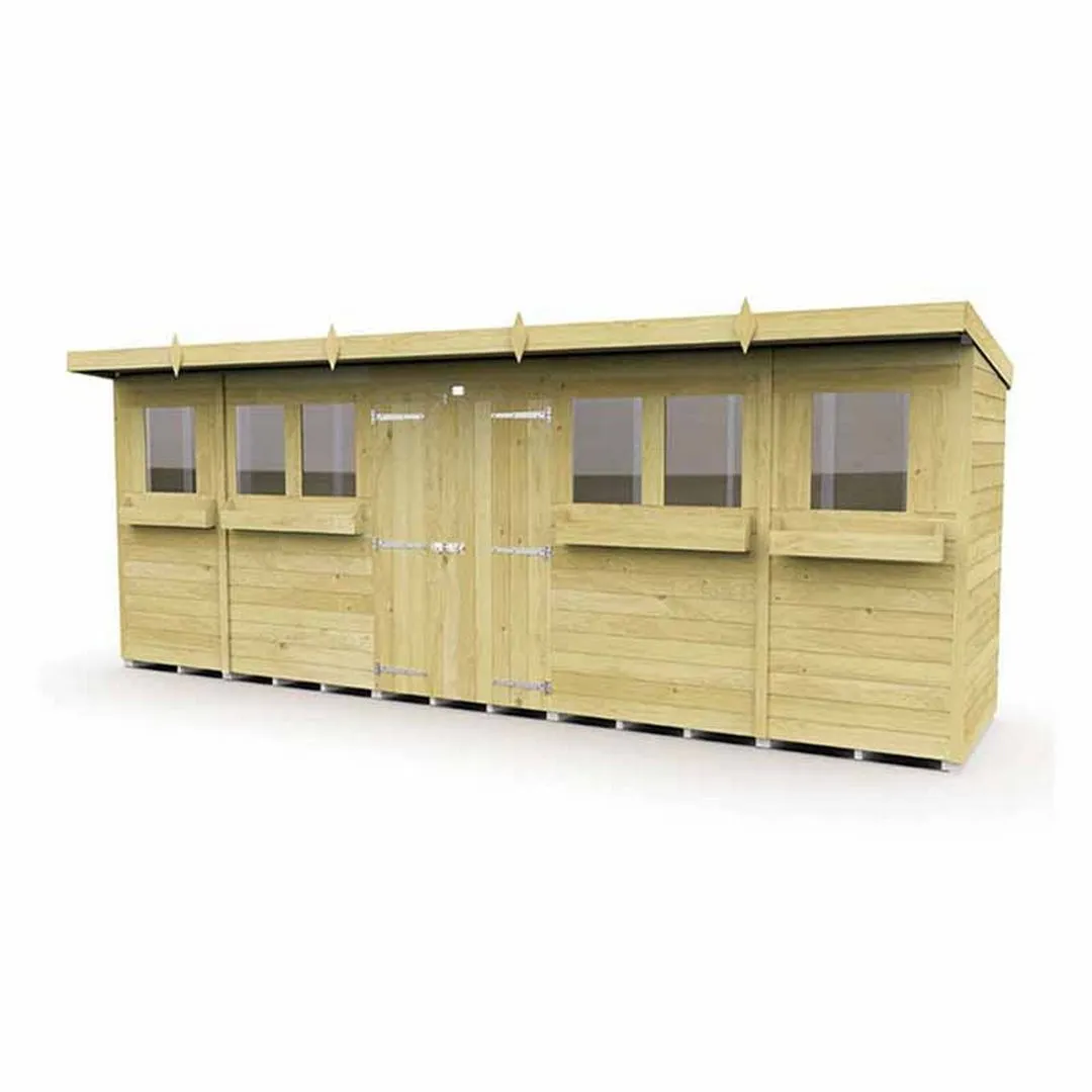 Buttercup Farm 20 x 4 Feet Pent Summer Shed - Wood - L118 x W589 x H201 cm in Brown