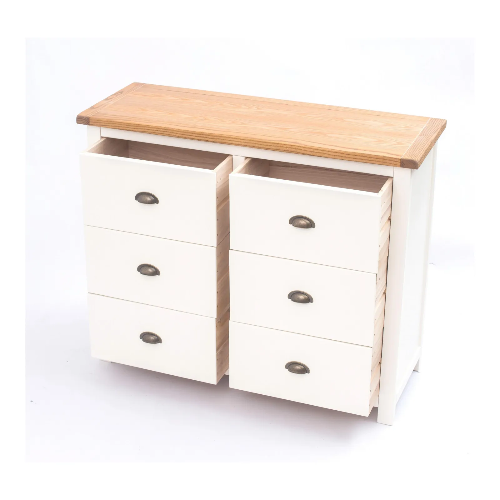 Cabinet Bits Lovere 6 Drawer Chest of Drawers Brass Cup Handle in Off-White 5