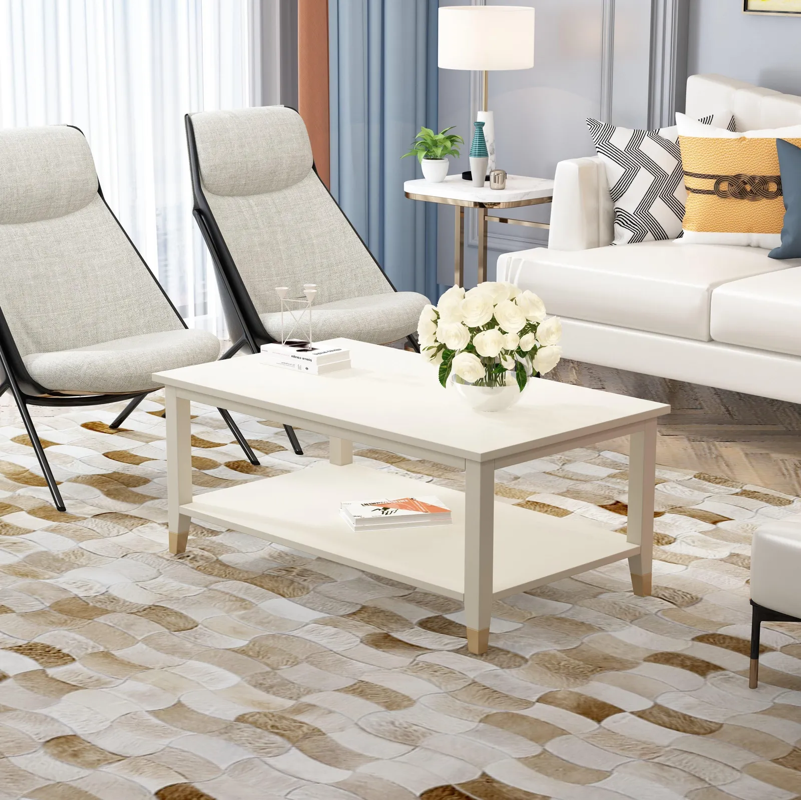 Cabinet Bits Palazzi Coffee Table H45 W100 D56cm in Off-White