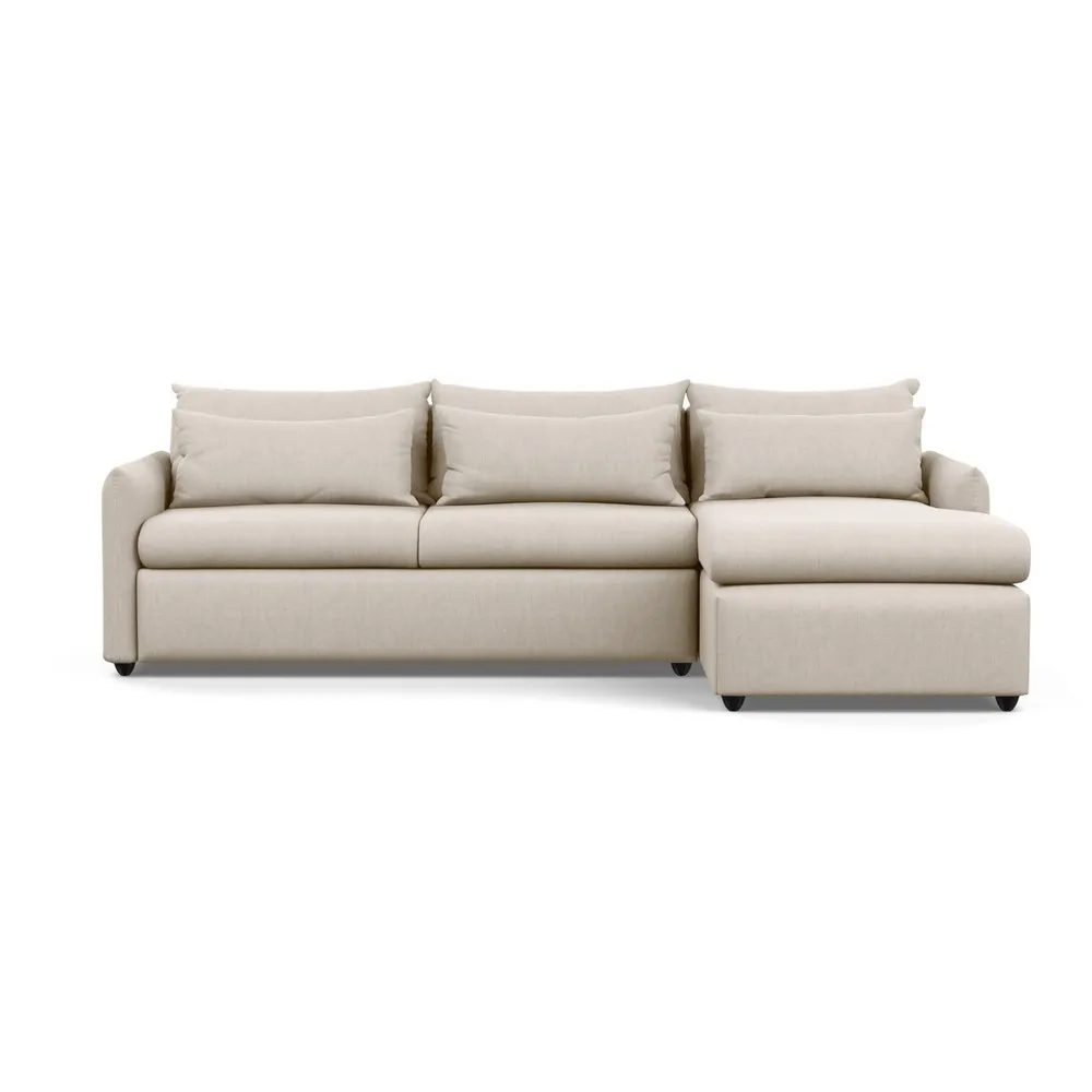 Heal's Pillow Large Right Hand Corner Chaise Broad Weave Putty Black Feet