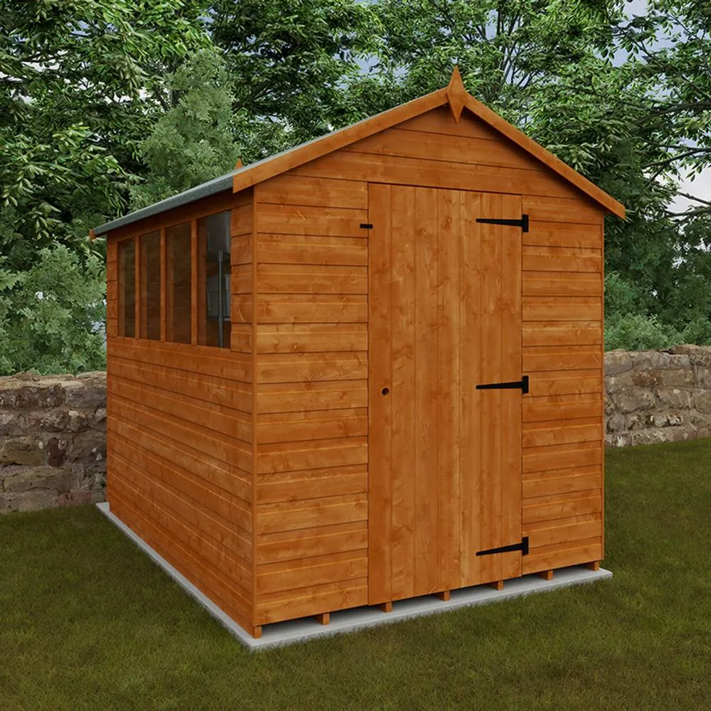 Buttercup Farm 8 x 6 Feet Super Apex 12mm Shed - Solid Wood/Softwood/Pine in Burnt Orange 3