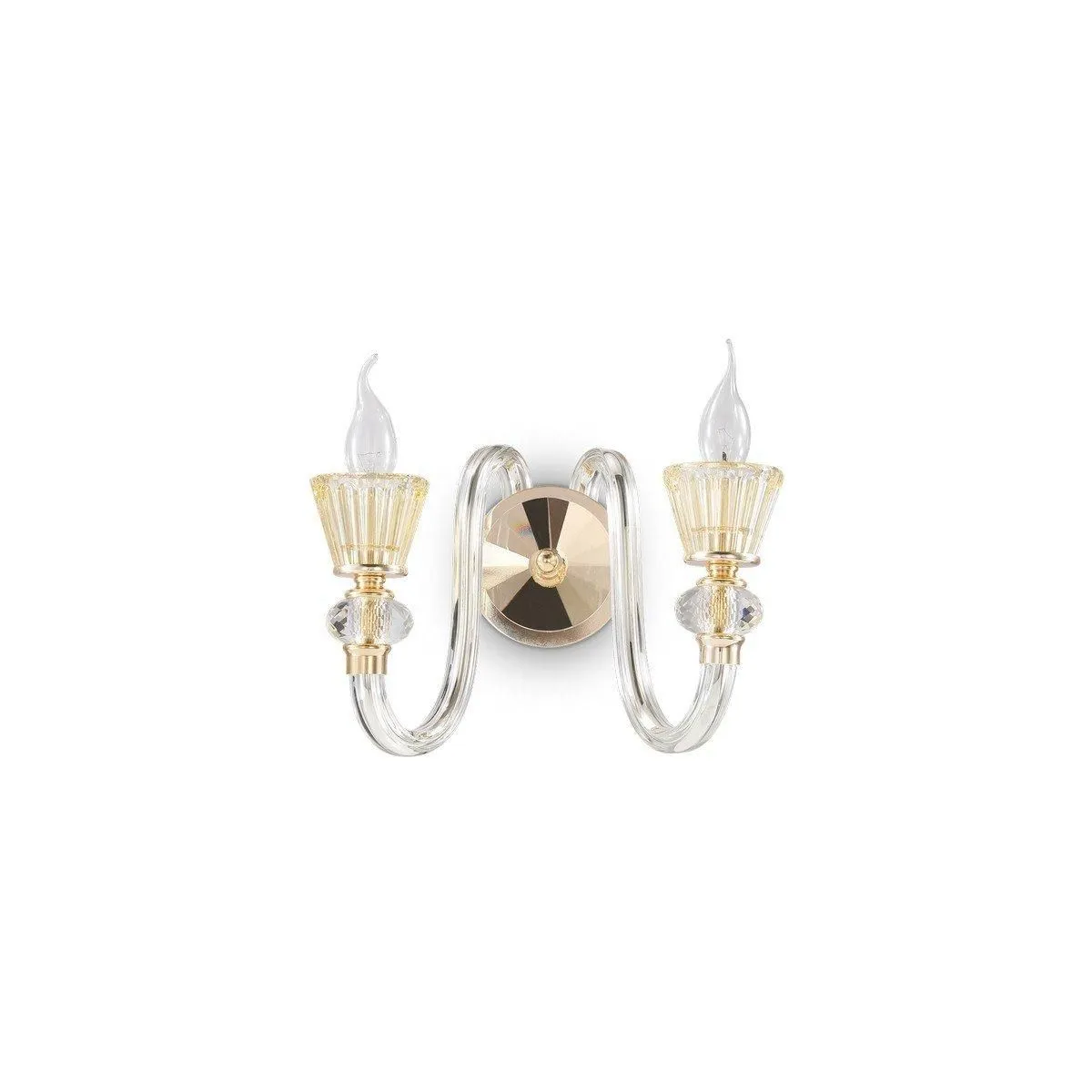 Netlighting Strauss 2 Light Indoor Glass Candle Wall Light Rose Gold E14