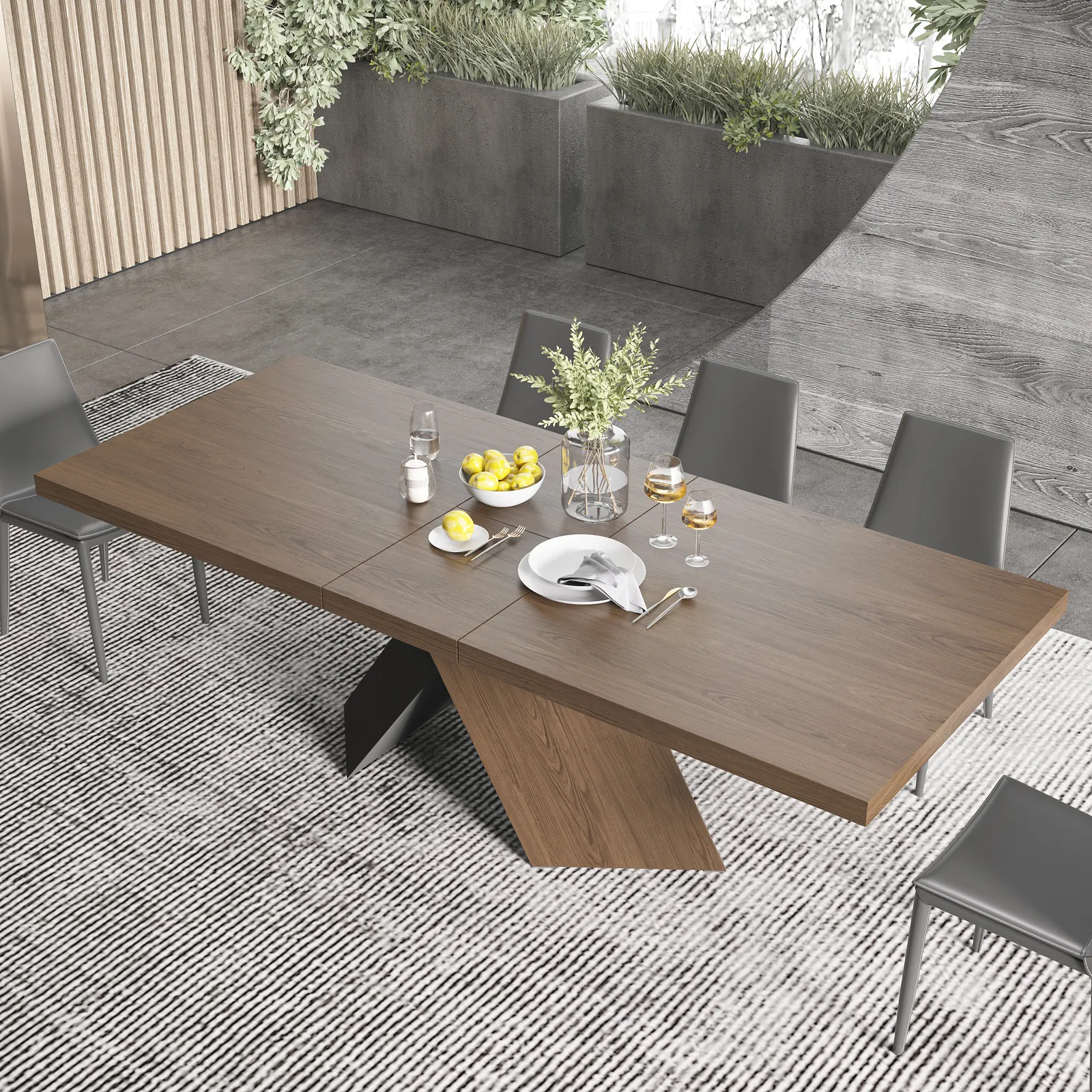 200 - 240 cm Farmhouse Extendable Walnut Dining Table Seats 6-8