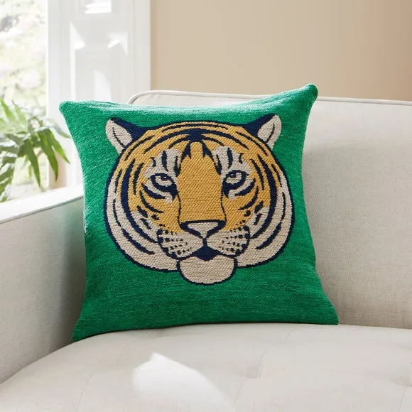 Woven Chenille Tiger Cushion 1