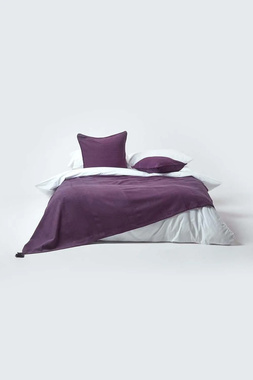 Homescapes Cotton Rajput Ribbed Cushion Cover in Purple 4