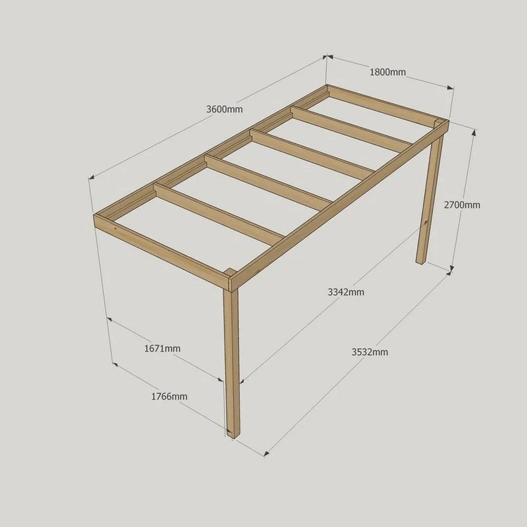 Rutland County Garden Furniture Ltd Wall Mounted Box Pergola - Wood - L180 x W360 x H270 cm - Rustic Brown in Light Green 3