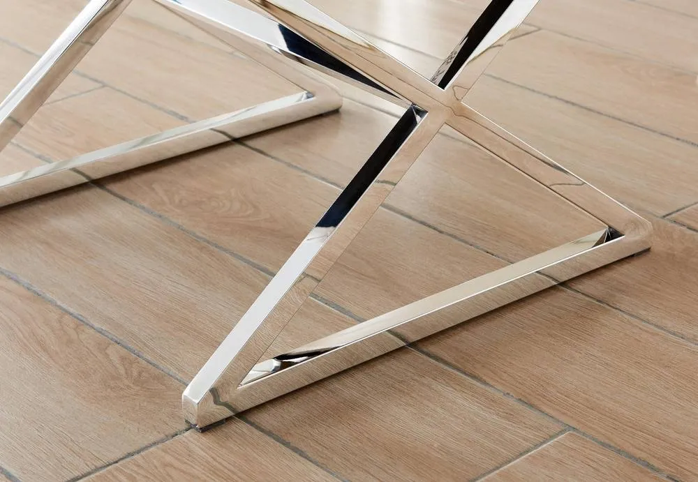 FurnitureboxUK Oxford Modern Grey Velvet & Silver Chrome Stool 4