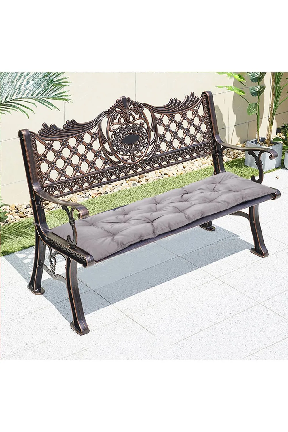 Living and Home 120cm W x 50cm D Waterproof Bench Seat Cushion in Light Grey