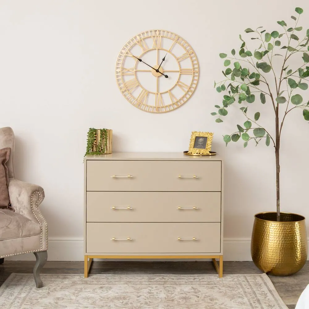 Melody Maison Large 3 Drawer Chest Of Drawers - Liana Taupe Range in Beige 2