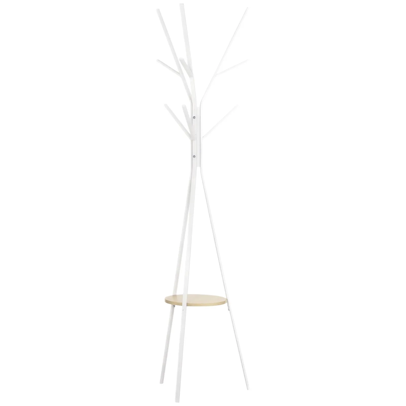 HOMCOM Free Standing Coat Rack Metal Shelf Holder Stand Display Clothes Hat in White 2