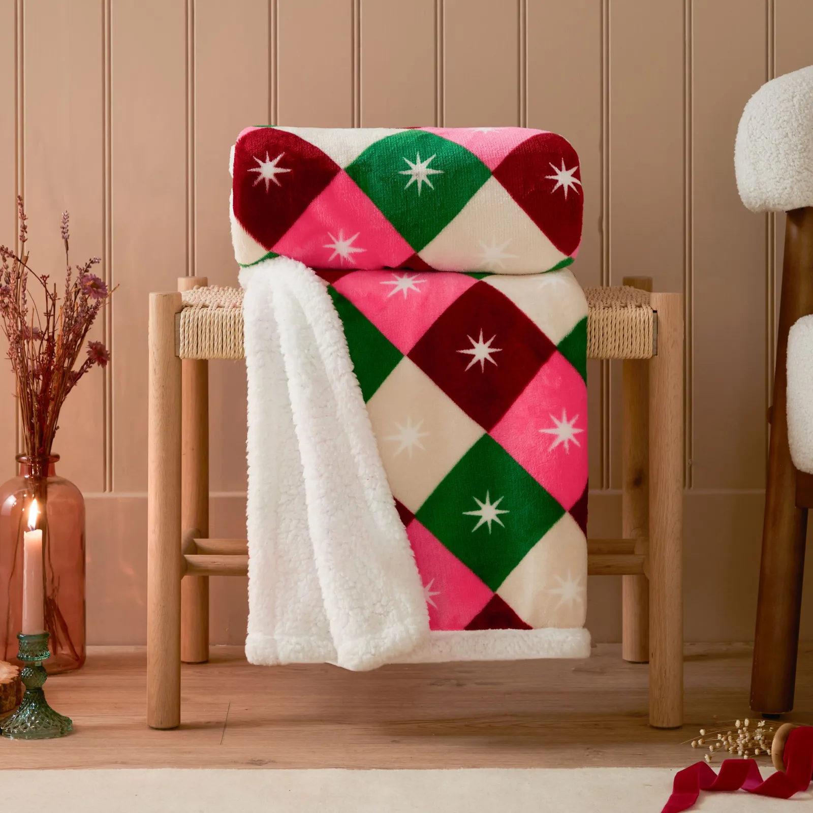 Furn Star Sherpa Geometric Throw