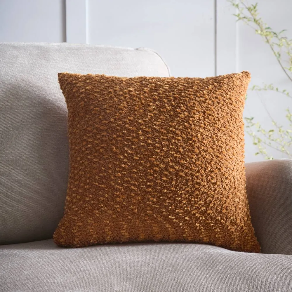 Portfolio Home Boucle Textured Filled Cushion Pillow 18" Inch Square 45cm x 45cm in Burnt Orange