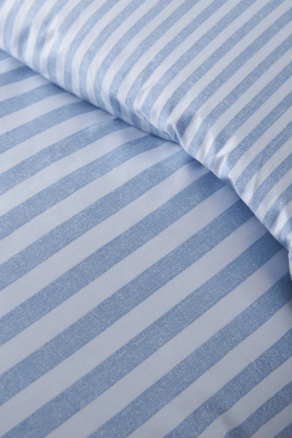 Catherine Lansfield 'Epping Textured Stripe' Reversible Duvet Cover Set in Blue 4