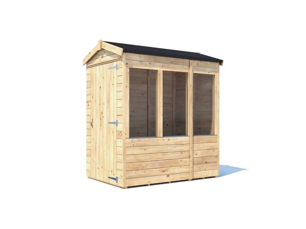 Dunster House Wooden Potting Shed Apex Roof W4' x D6' (W1.2m x D1.8m) Overlord Modular in Brown