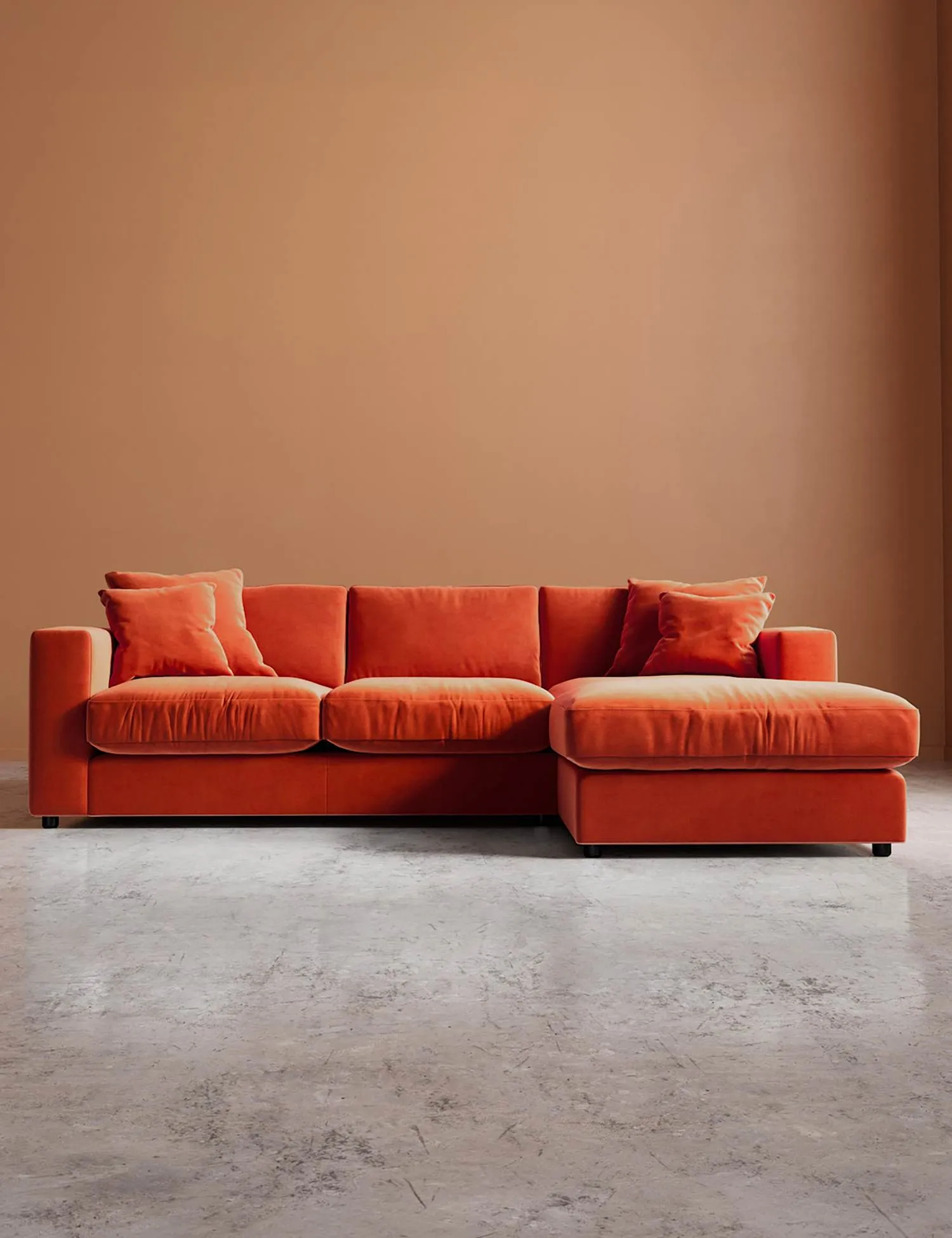 Swoon Easy Velvet Right Corner Sofa Orange