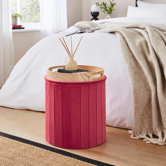 Round Ottoman with Tray, Velvet 2