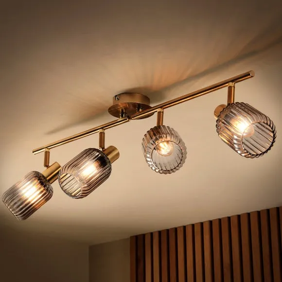 Riley Mid Century Ribbed 4 Light Adjustable Spotlight Bar 2