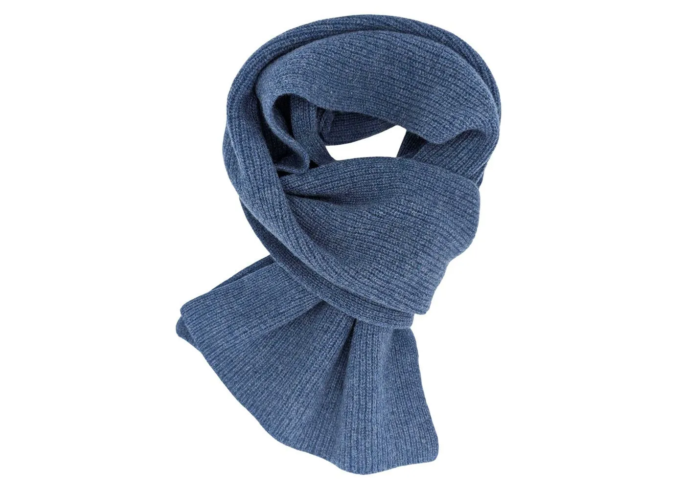 Catherine Tough Ribbed Lambswool Scarf Blue