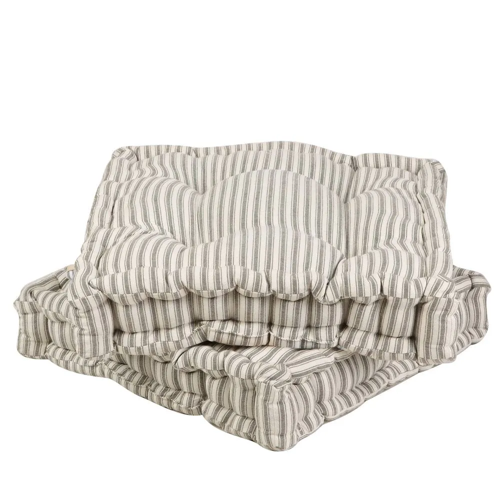 Dibor Set of 2 Giant Grey Striped Indoor Dining Chair Seat Pad Cushions L50cm x W50cm 2