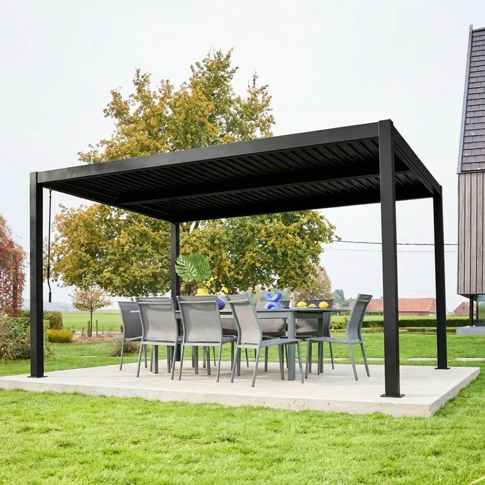 sweeek Louvered pergola aluminium & steel 4 x 3m in Black 6