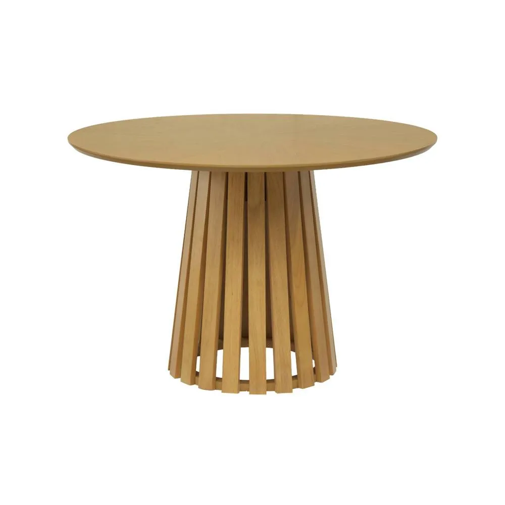 sweeek Round dining table rubberwood & oak veneer, seats 4 in Beige 2