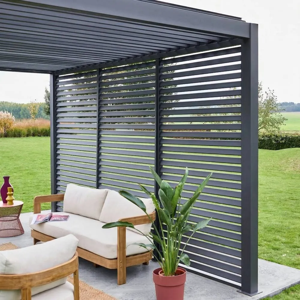 sweeek Louvered pergola aluminium 4 x 3m & 3 130cm louver panels in Dark Grey 4