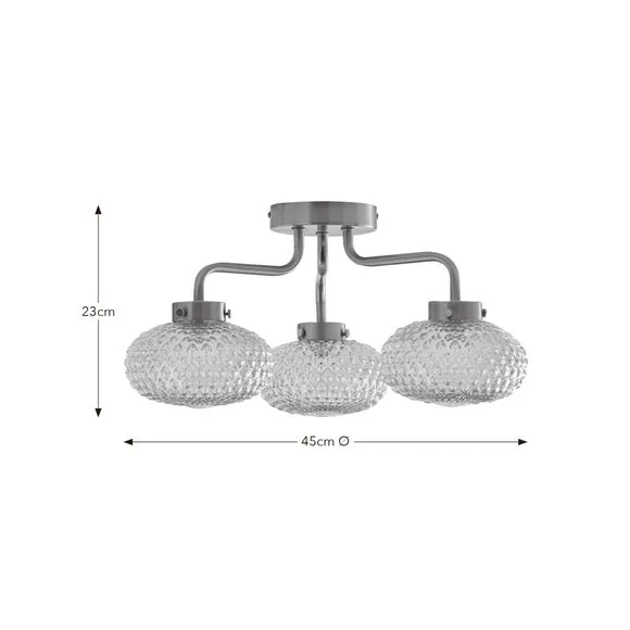 Silas Embossed 3 Light Semi Flush Ceiling Light 6