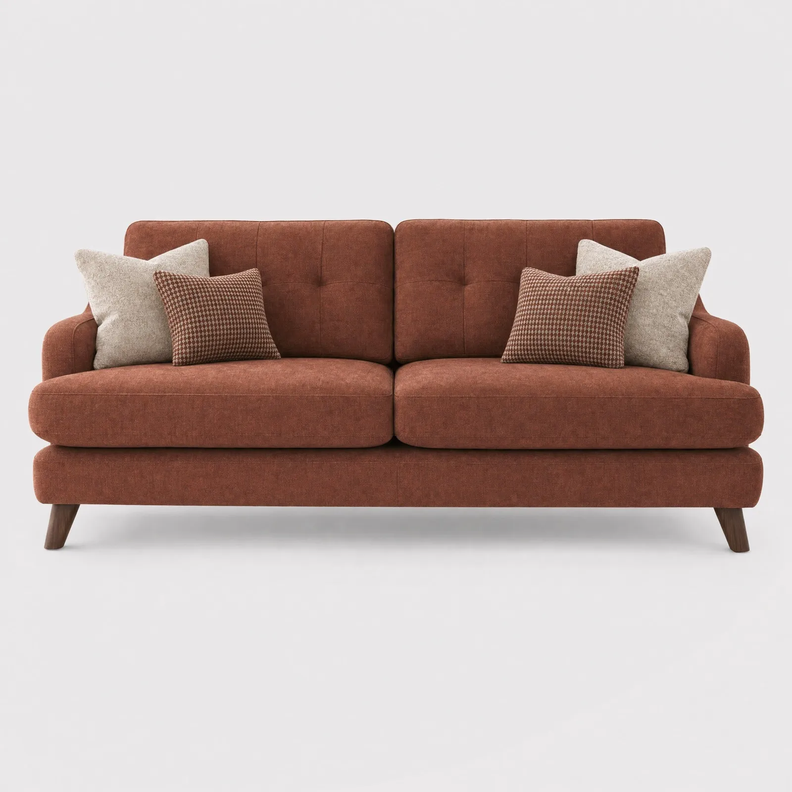 Loften Extra Large Sofa-Witton Brick+A Walnut Feet, Red Fabric | Barker & Stonehouse