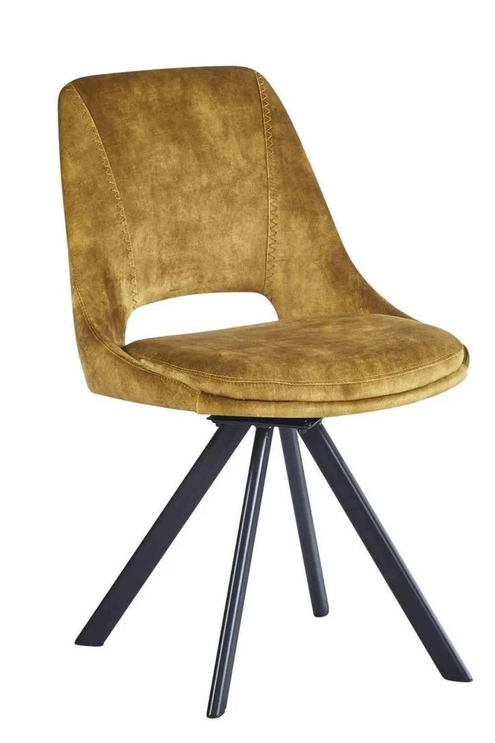 IH Design Flookburgh Mustard Velvet Swivel Dining Chairs Set of 2 2
