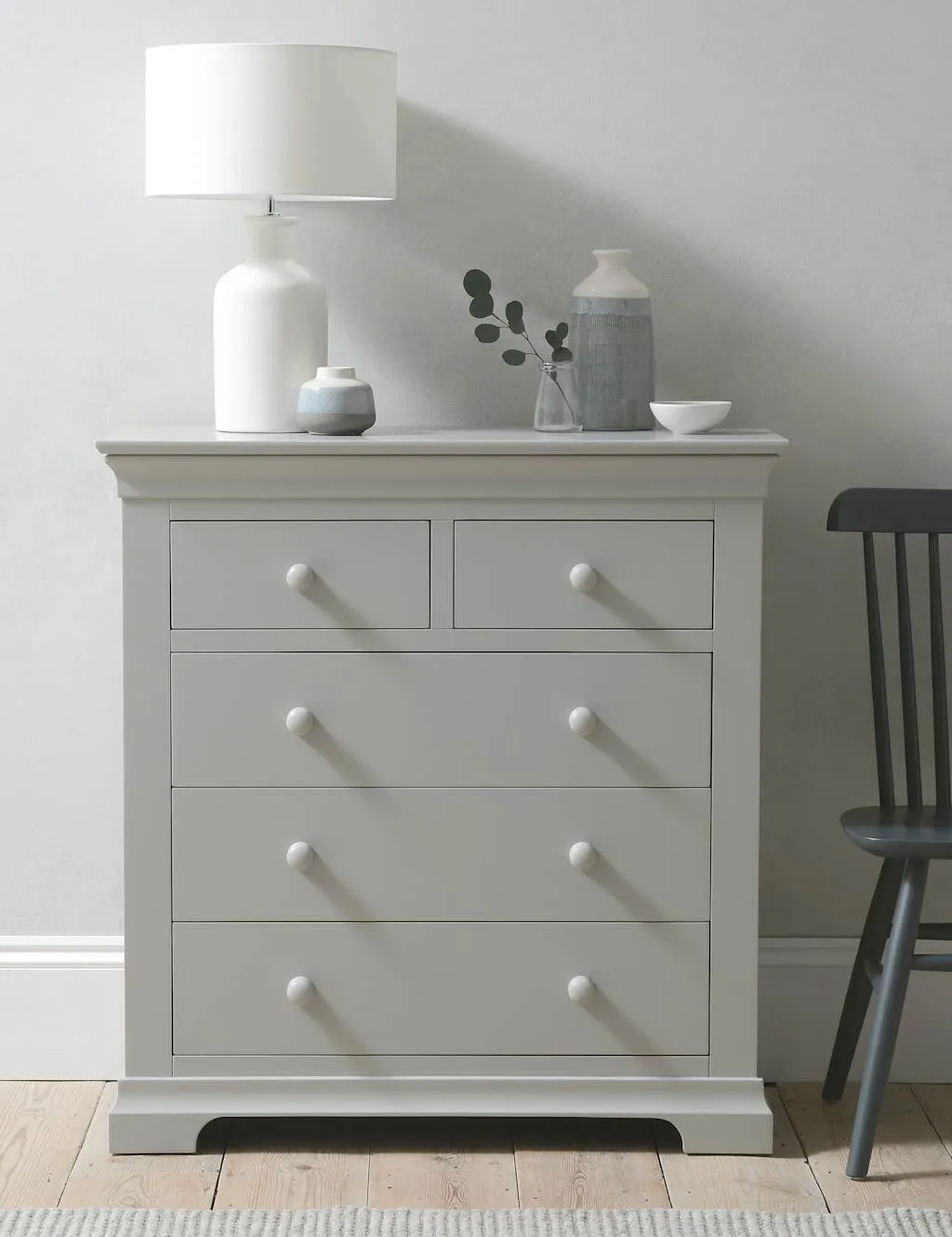 Cotswold Company Chantilly White 5 Drawer Chest Grey