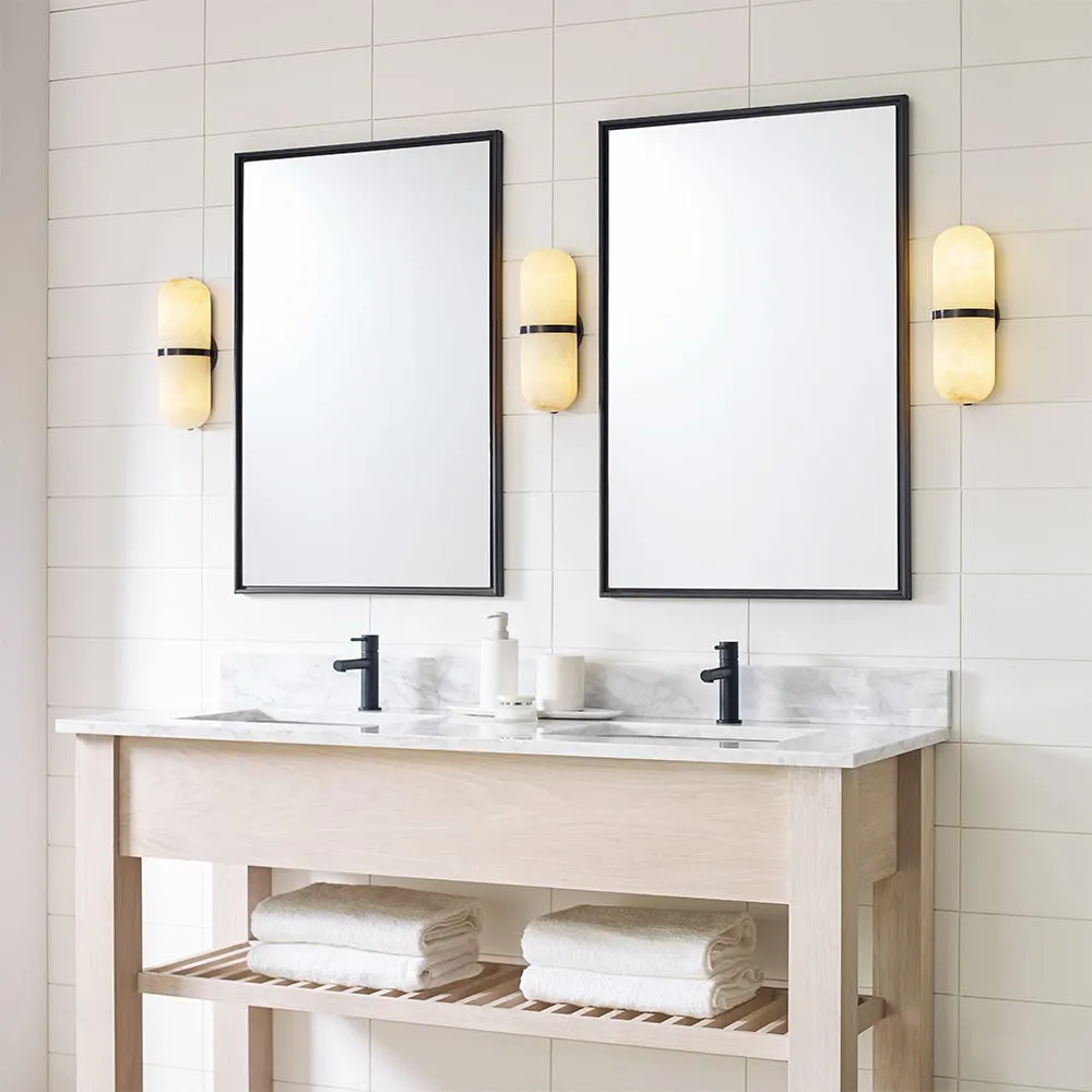 Visual Comfort Melange Pill Form Sconce Wall Light Polished Nickel & Alabaster 4